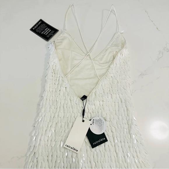 Retrofête Sirena Feather Sequin Dress | White Feather | XS | NWT - Picture 8 of 11